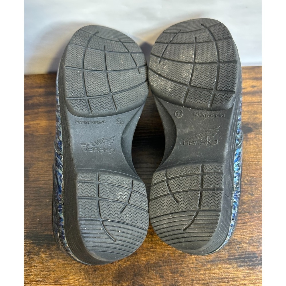 Dansko LT Pro Women 39 Blue Waves Patent Leather Clogs Slip Resistant - Picture 9 of 14